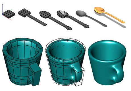 Modelowanie łyżki 3D na siatce czworokątów