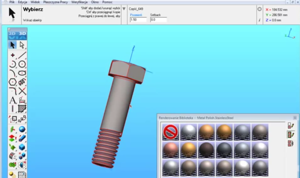Projektowanie śruby w programie CAD ViaCAD Pro