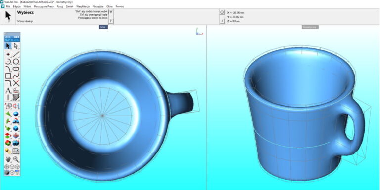 Model Kubka 3D z programu CAD ViaCAD SharkCAD