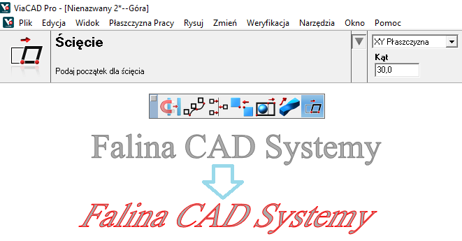 Ścięcie o zadany kąt modelu w viacad 15