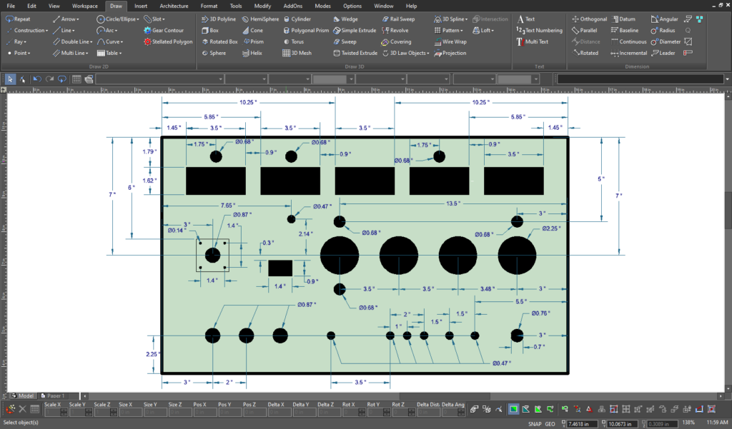 TurboCAD Deluxe wymiarowanie